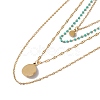 Synthetic Turquoise Sun Pendant Multi Layered Necklace with Plastic Beaded NJEW-P269-18A-G-3