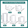 FINGERINSPIRE 5Pcs 5 Styles Square Transparent Acrylic Jewelry Display Pedestals ODIS-FG0001-65-2