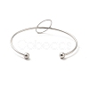 Non-Tarnish Oval 201 Stainless Steel Cuff Bangles for Women Girls STAS-K247-04P-2