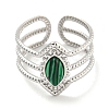 304 Stainless Steel Synthetic Malachite Cuff Rings G-Z056-03P-01-2