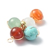 Mixed Gemstone Round Copper Wire Wrapped Pendants PALLOY-TA00042-3