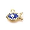 Brass Micro Pave Cubic Zirconia with Evil Eye Enamel Charms KK-G519-08G-01-1