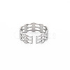 304 Stainless Steel Bamboo Shape Open Cuff Ring for Women RJEW-S405-201P-2