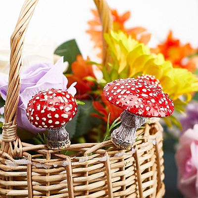 Resin Miniature Luminous Mushroom Ornaments AJEW-WH0326-72-1