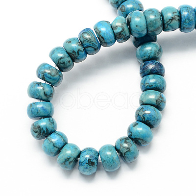 Dyed Natural Blue Agate Stone Rondelle Beads Strands X-G-S105-8mm-14-1