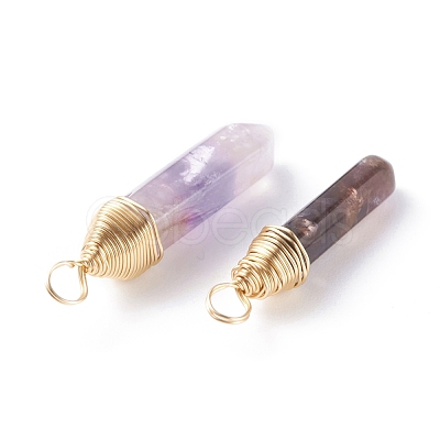 Natural Amethyst Double Terminated Pointed Pendants PALLOY-JF01211-01-1