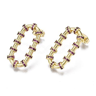 Brass Micro Pave Cubic Zirconia Stud Earrings EJEW-T014-53G-NF-1