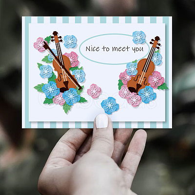 Violin & Flowers & Leaves Carbon Steel Cutting Dies Stencils DIY-WH0309-1281-1