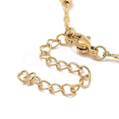 Ion Plating(IP) 304 Stainless Steel Singapore Chain Necklace with Beads for Men Women NJEW-P263-01G-1