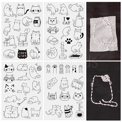 57 Patterns Non-woven Fabrics Water-soluble Embroidery Aid Drawing Sketch DIY-TAC0100-016-1