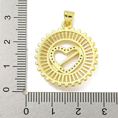 Rack Plating Brass Micro Pave Clear Cubic Zirconia Pendant KK-B091-34G-1