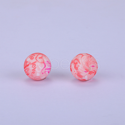 Printed Round Silicone Focal Beads SI-JX0056A-95-1