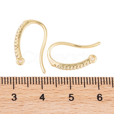 Rack Plating Brass Cubic Zirconia Earring Hooks KK-S374-05G-04-1