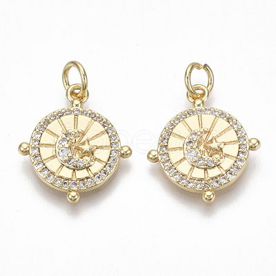 Brass Micro Pave Clear Cubic Zirconia Pendants KK-S356-033G-NF-1