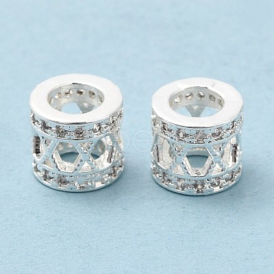 Rack Plating Brass Cubic Zirconia European Beads KK-R147-08S-1