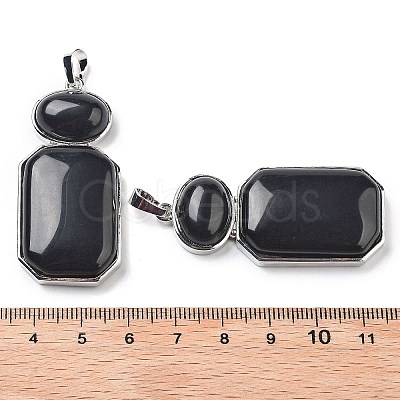 Natural Obsidian Human Body Shaped Pendants G-P552-03P-05-1