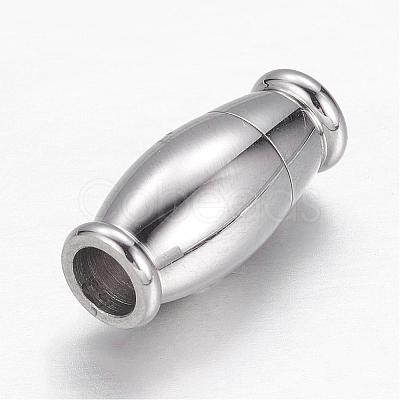 Tarnish Resistant Barrel 304 Stainless Steel Magnetic Clasps with Glue-in Ends STAS-I045-15P-1