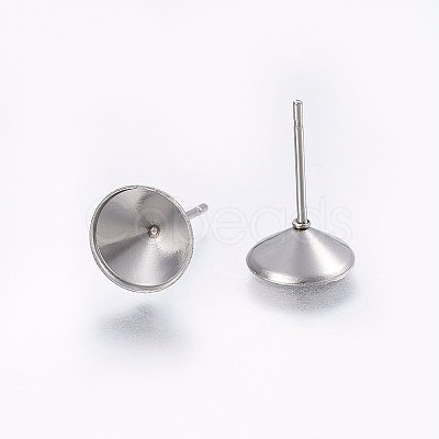 Non-Tarnish 201 Stainless Steel Stud Earring Settings X-STAS-I095--01P-D-1