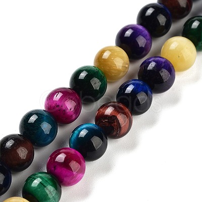 7 Colors Natural Tiger Eye Beads Strands G-A220-A01-01-1