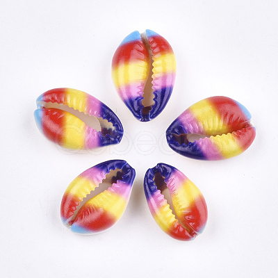 Printed Cowrie Shell Beads SSHEL-T007-14C-1