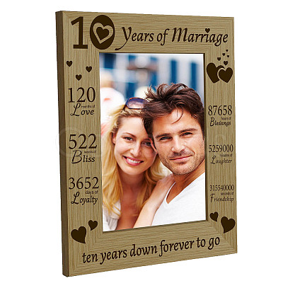 10 Years of Marriage Natural Wood Photo Frames AJEW-WH0292-030-1