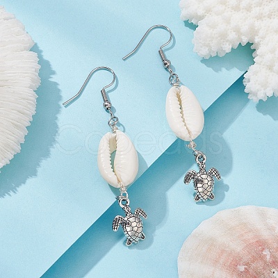 Natural Shell Dangle Earrings EJEW-JE05441-04-1