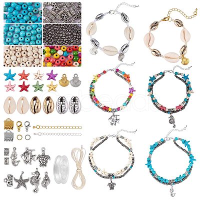 DIY Ocean Theme Anklet Making Kit DIY-SZ0007-23-1