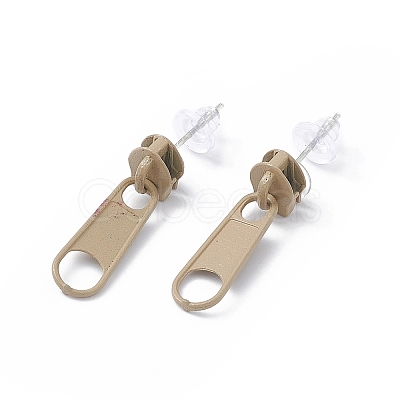 Alloy Zipper Buckle Dangle Stud Earrings with Iron Pins for Women EJEW-A090-01F-1