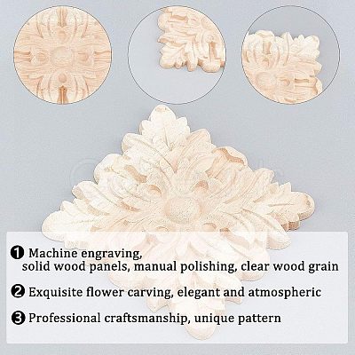 Olycraft Rubber Wood Carved Onlay Applique Craft AJEW-OC0001-52B-1