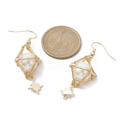 Shell Pearl Dangle Earrings EJEW-JE05498-02-1