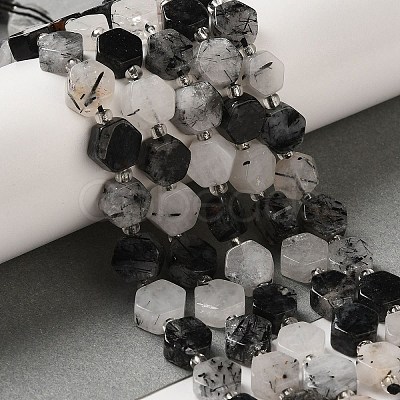 Natural Black Rutilated Quartz Beads Strands G-P534-A04-01-1