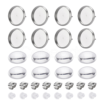 DIY 50Pairs Flat Round Earring Making Kits DIY-YW0001-90P-1