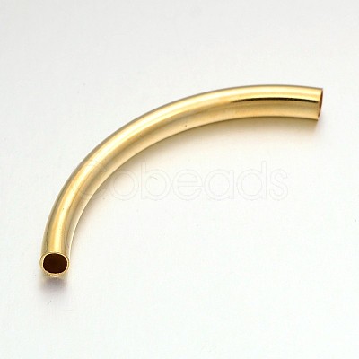 Light Gold Plated Long Brass Curved Tube Beads KK-E652-04KCG-1