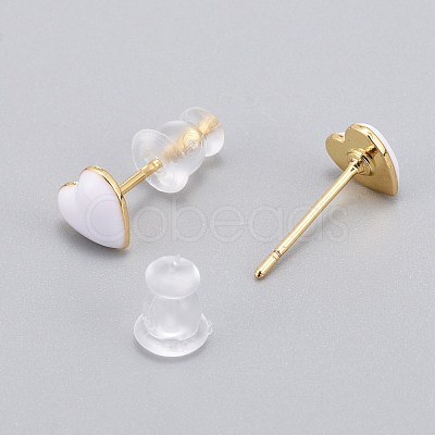 Brass Enamel Stud Earrings EJEW-L231-65D-1