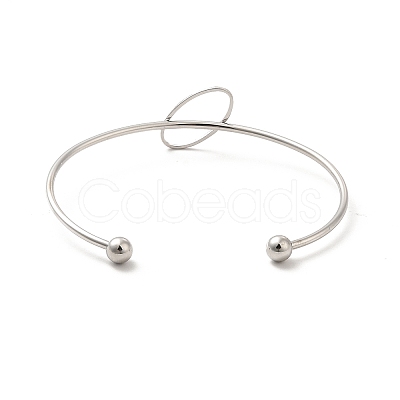 Non-Tarnish Oval 201 Stainless Steel Cuff Bangles for Women Girls STAS-K247-04P-1