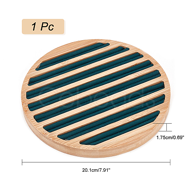 8-Slot Flat Round Bamboo Finger Ring Display Plates RDIS-WH0009-016B-1