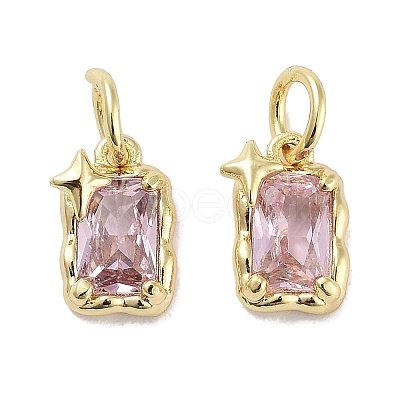 Brass Micro Pave Cubic Zirconia Charms KK-C051-10G-03-1