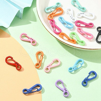 20Pcs Spray Painted Alloy Push Gate Snap Keychain Clasp Findings FIND-YW0001-81-1