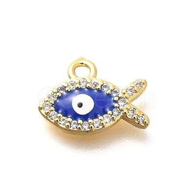 Brass Micro Pave Cubic Zirconia with Evil Eye Enamel Charms KK-G519-08G-01-1