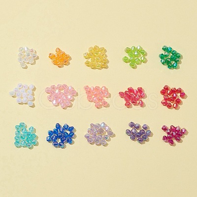 4200Pcs 15 Colors Bicone AB Color Plated Eco-Friendly Transparent Acrylic Beads TACR-FS0001-25-1