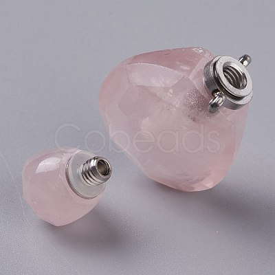 Teardrop Natural Rose Quartz Perfume Bottle Pendants G-H241-02B-P-1