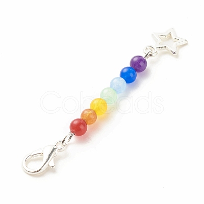 Chakra Theme Natural & Dyed Malaysia Jade Beaded Pendant Decorations HJEW-JM00642-02-1