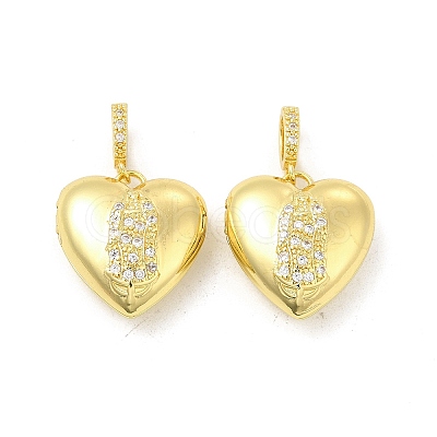 Brass Micro Pave Clear Cubic Zirconia Locket Pendants KK-H441-47LG-1