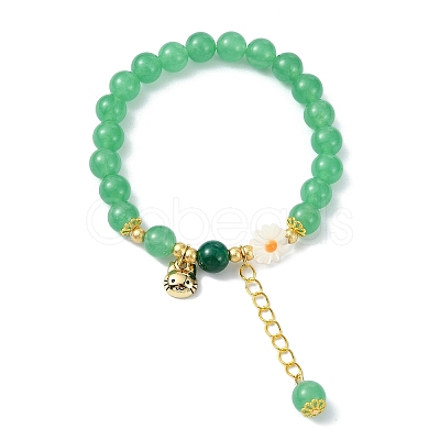 Natural Malaysia Jade Beads Stretch Bracelets for Women BJEW-JB11360-03-1