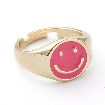 Adjustable Brass Enamel Finger Rings RJEW-Z006-E-03-1