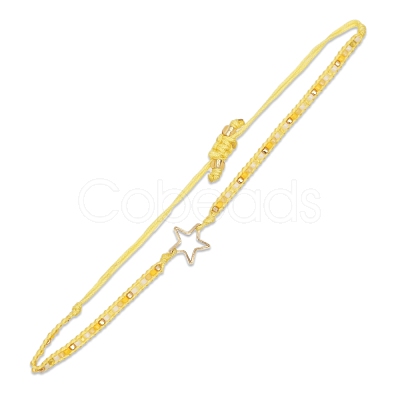 Miyuki Seed Braided Bead Bracelet with Open Star BJEW-P269-31BC-1