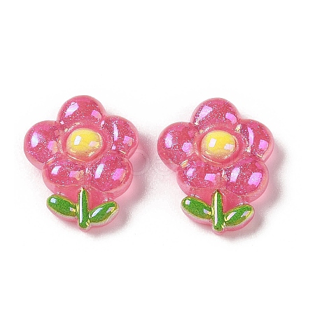 Glitter Plated Resin Cabochons RESI-H163-06B-1