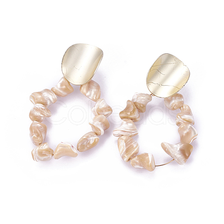 Shell Dangle Stud Earrings EJEW-F206-15G-1