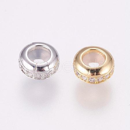 Brass Micro Pave Cubic Zirconia Beads KK-P116-23-8MM-1