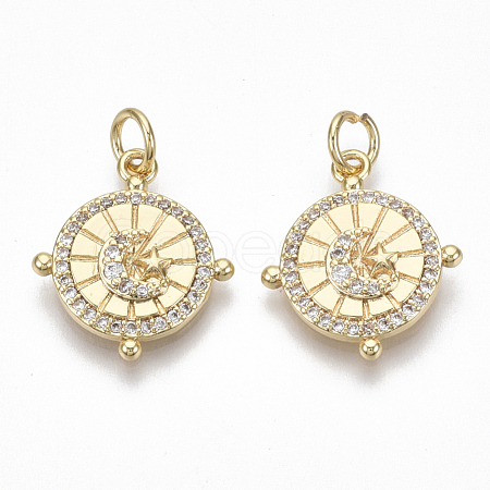 Brass Micro Pave Clear Cubic Zirconia Pendants KK-S356-033G-NF-1